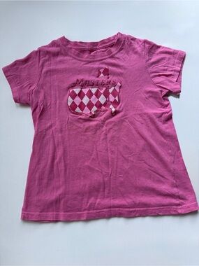 Rare Masters Tournament Youth Girls T-Shirt - Pink Argyle Checked Logo L (12/14)